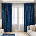 Draperii Catifea Marmorat - Albastru Royal