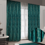 draperii din catifea cu inserții aurii verde turquaz