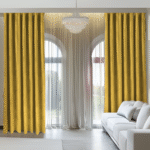 Draperii cu inserții aurii - Galben mustar