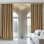 Draperii cu inserții aurii - Bej închis