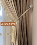Draperii din catifea doua culori maro si bej - imagine 4
